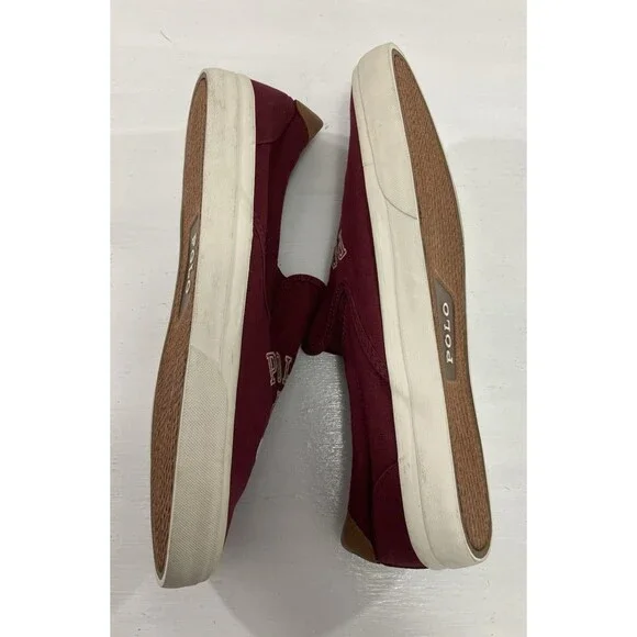 Polo Ralph Lauren Shoes Men’s 14D Maroon Slip-On Tiger Thompson Sneaker Preppy - Picture 5 of 8